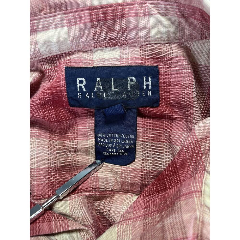 Vintage Polo Ralph Lauren RL Western Pearl Snap Plaid Shirt Red Pink‎ Men Medium - Picture 9 of 11
